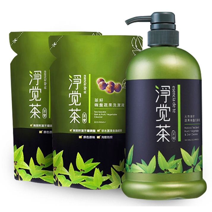 【淨覺茶】茶籽蔬果碗盤洗潔液 (罐裝800ml*1+補充包700ml*2)