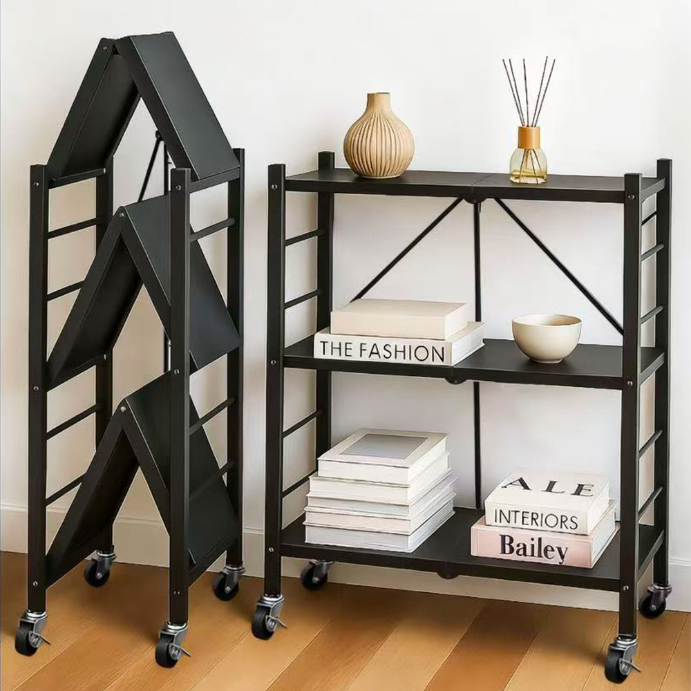 【CUTESKOCHEN】三層折曡置物架黑色